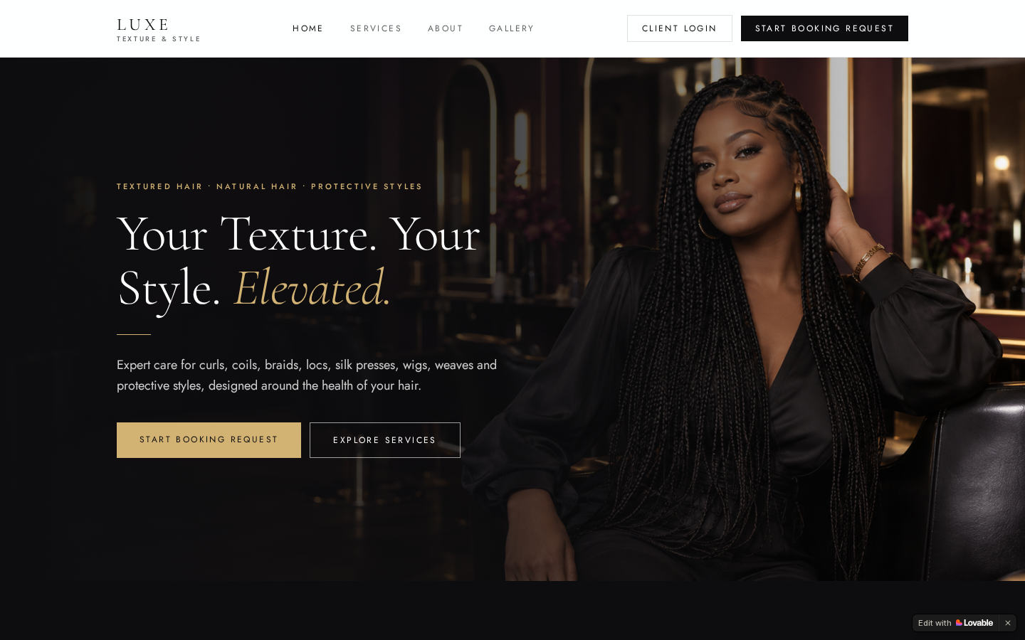 LUXE Texture & Style complete public landing page